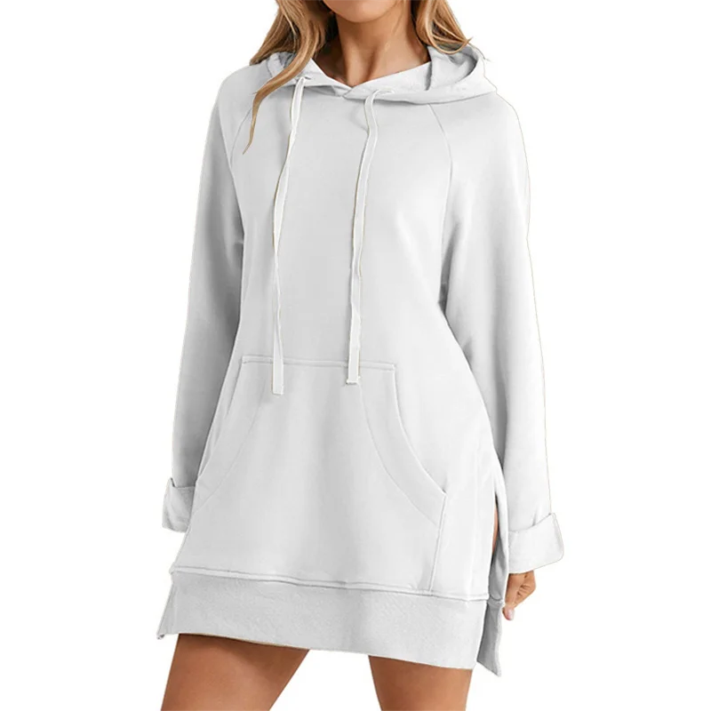 Hooded Slit Hem Hoodie Dress