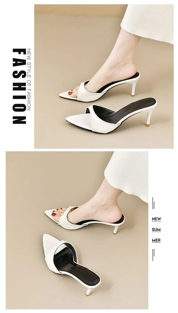 Women's High Heels Summer Slippers Women Sandals Fashion Classic Pointy Open Toe Stiletto Heels Sexy 2026 High-heeled Slippers