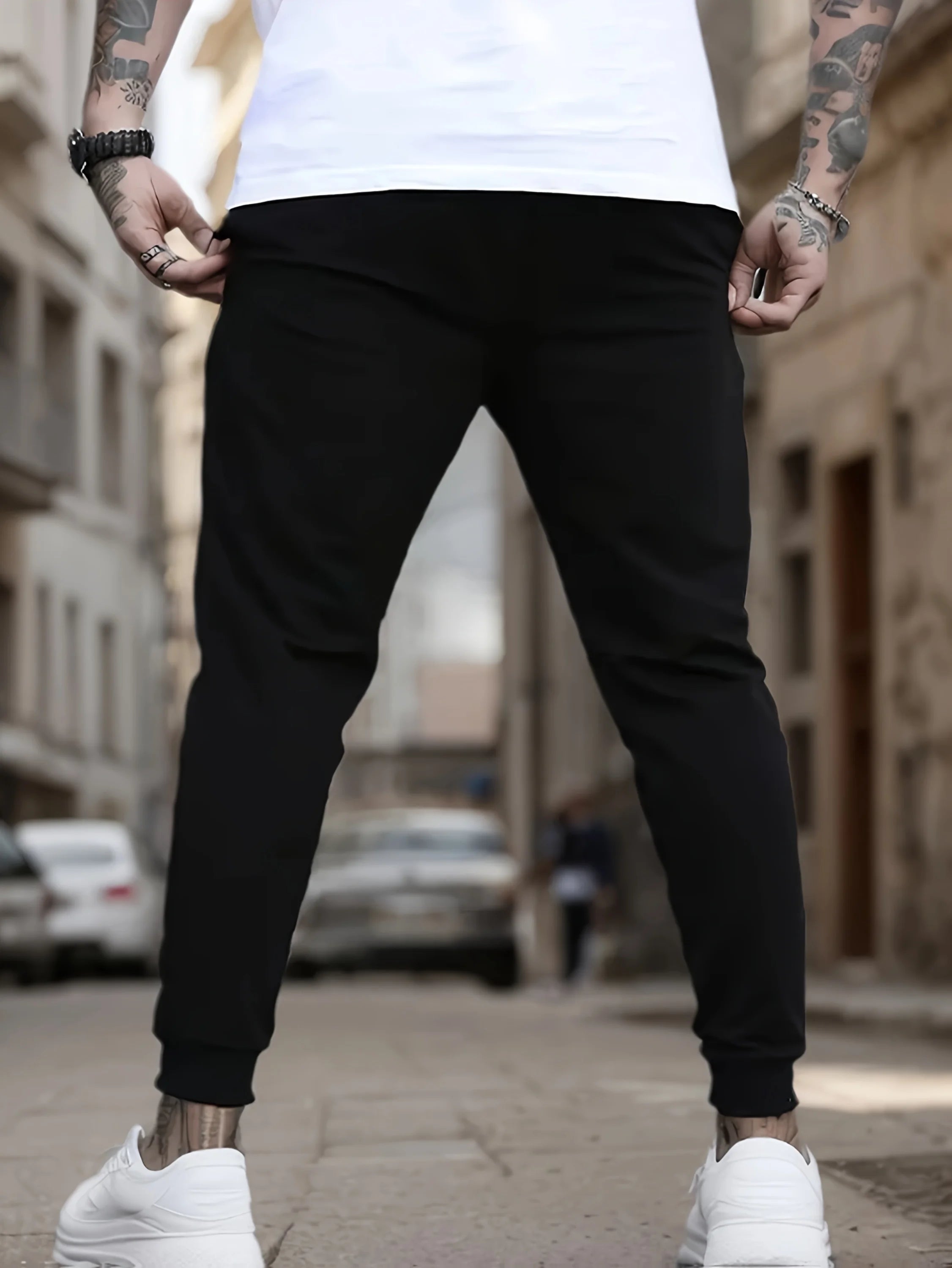 26Men's Casual Fitness Joggers Elastic Waist Lightweight Knit Fabric Comfortable Stretch Design Running Training Sports Pants