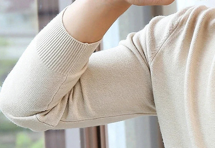 Thick Solid V-Neck Pullover