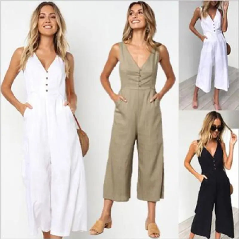 Urban V-Neck Streetwear Jumpsuit