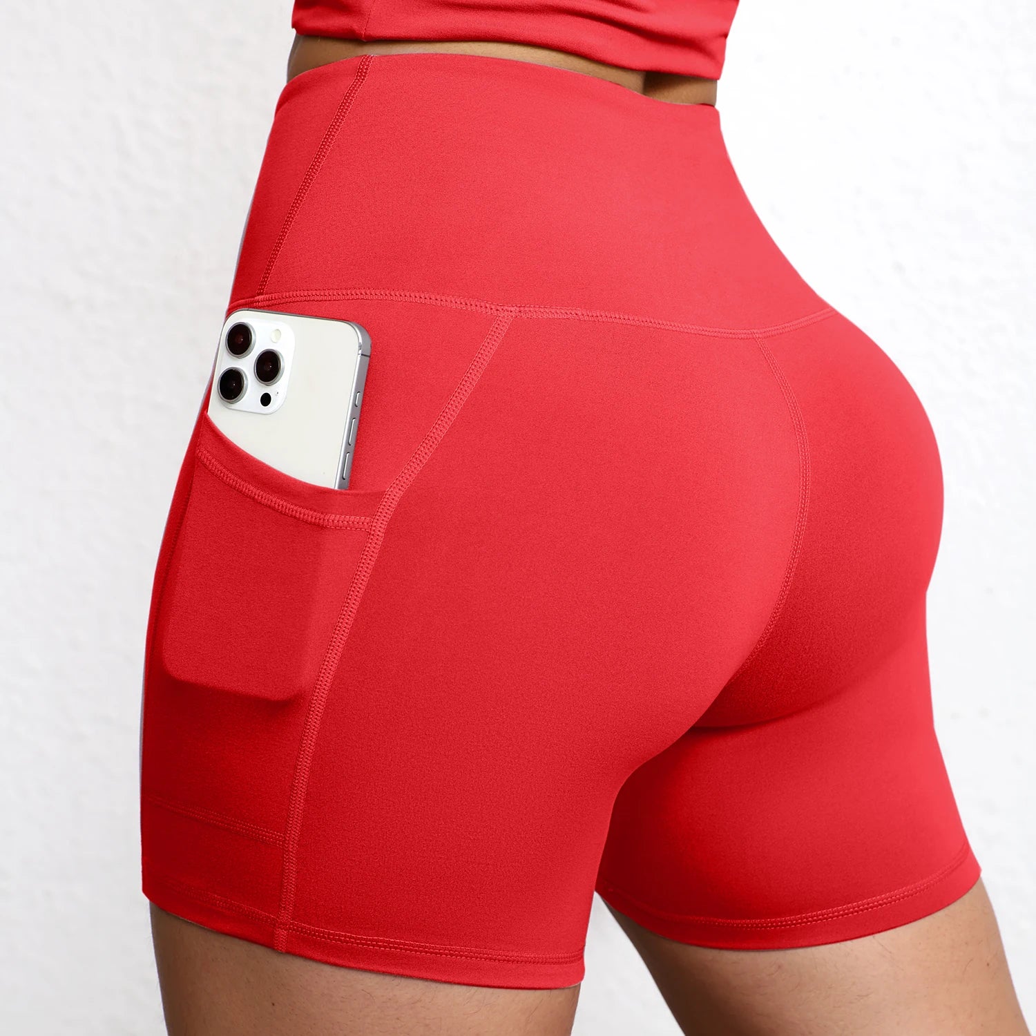 Yoga Shorts with Pockets High Waist Butt Lifting Cyclings Tights Outdoor Workout Jogging Shorts Sportswear Gym Running Short