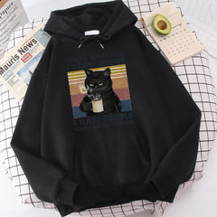 Men's fashion hoodie, high-quality cat drinking coffee print hoodie, fashionable casual hoodie, Harajuku hoodie