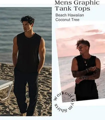 Mens Tank Tops Workout Sleeveless Shirts Summer Solid Color Polyester Quick Drying Tanks for Men Summer Beach Sports T-Shirts