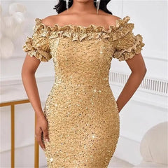 Elegant Off Shoulder Evening Gown, Party Cocktail Dress for Dinner Banquet