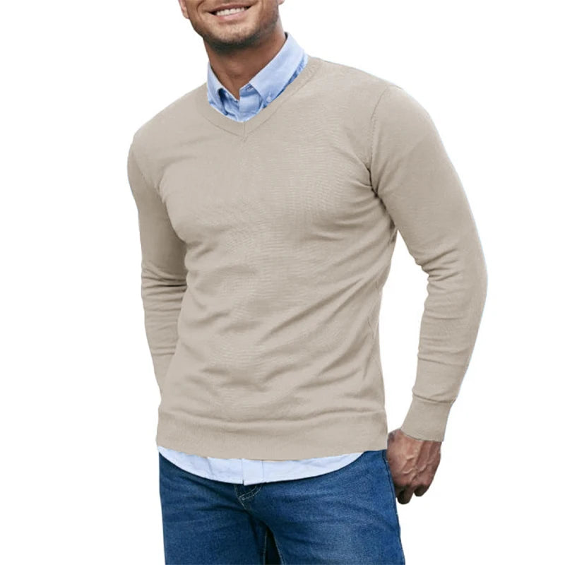 Slim V-Neck Knit Pullover