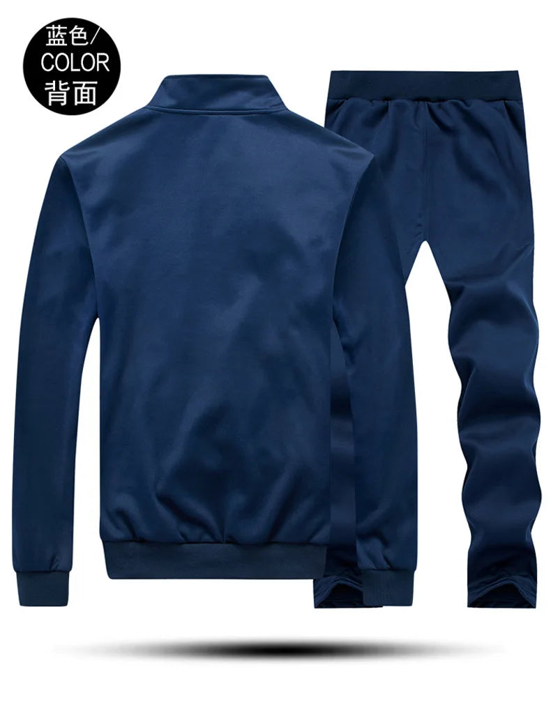 Tracksuits Men Polyester Sweatshirt Sporting Fleece 2026 Gyms Spring Jacket + Pants Casual Men's Track Suit Sportswear Fitness