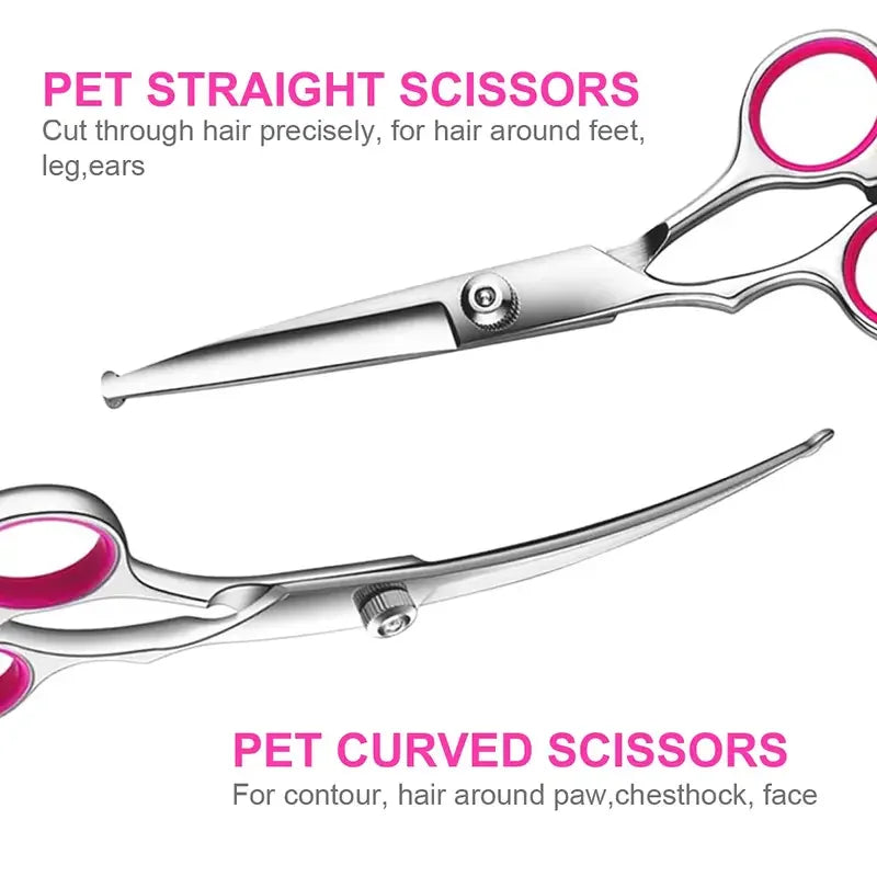 4pcs Pet Safe Scissors - Ambidextrous Stainless Steel Dog Grooming Shears with Safe, Round Head for Precision Trimming
