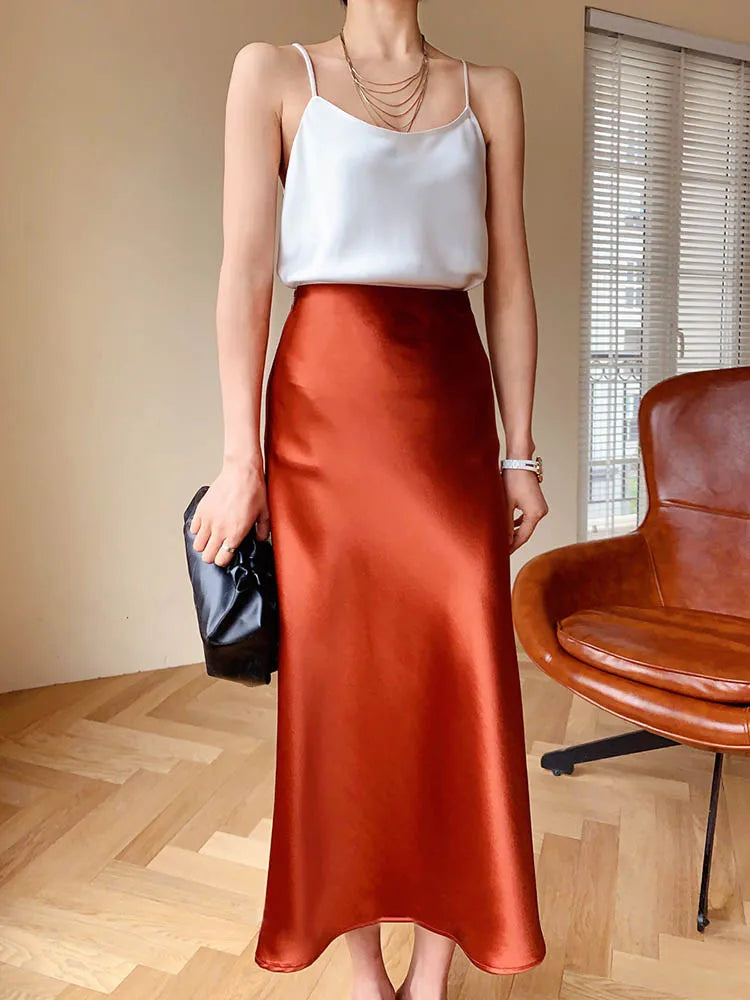 Elegant Satin A-Line Summer Skirt