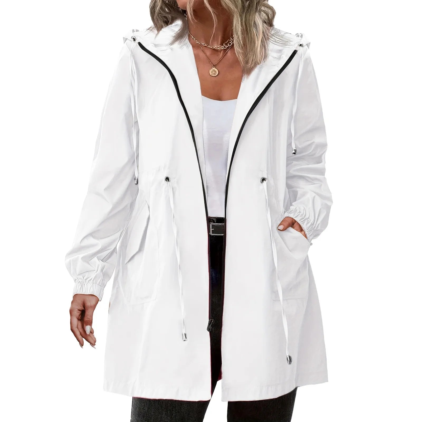 Women Trench Coat New Spring Autumn Jacket Casual Long Sleeve Hooded Mid Long Windbreaker Female Overcoat High-Quality Coats