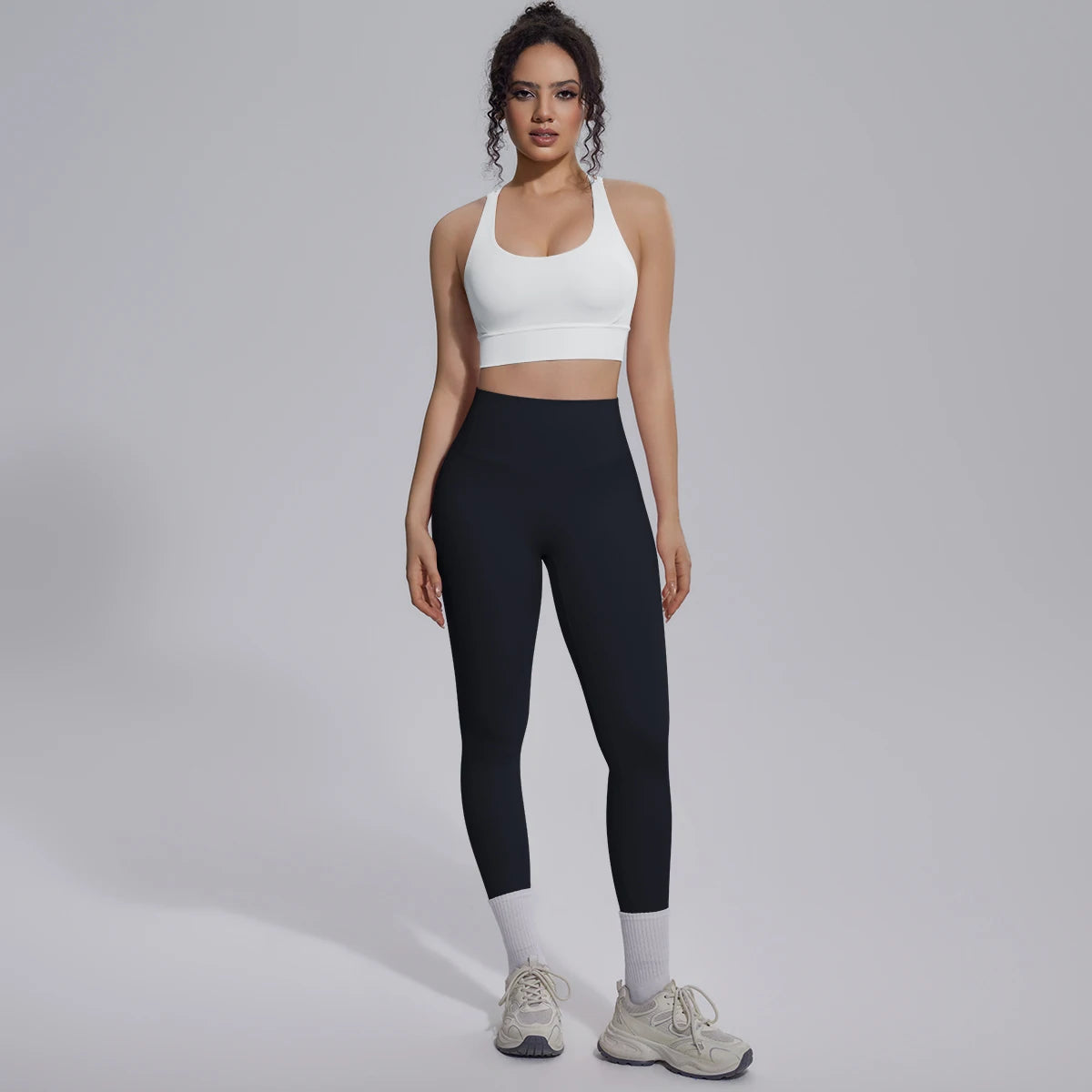 New Yoga Set for Woman Summer Gym Sports Running Bra Top Breathable Peach Buttocks Women Leggings Solid Color Yoga Set