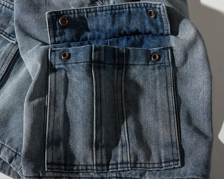 Retro Denim Utility Knee Shorts
