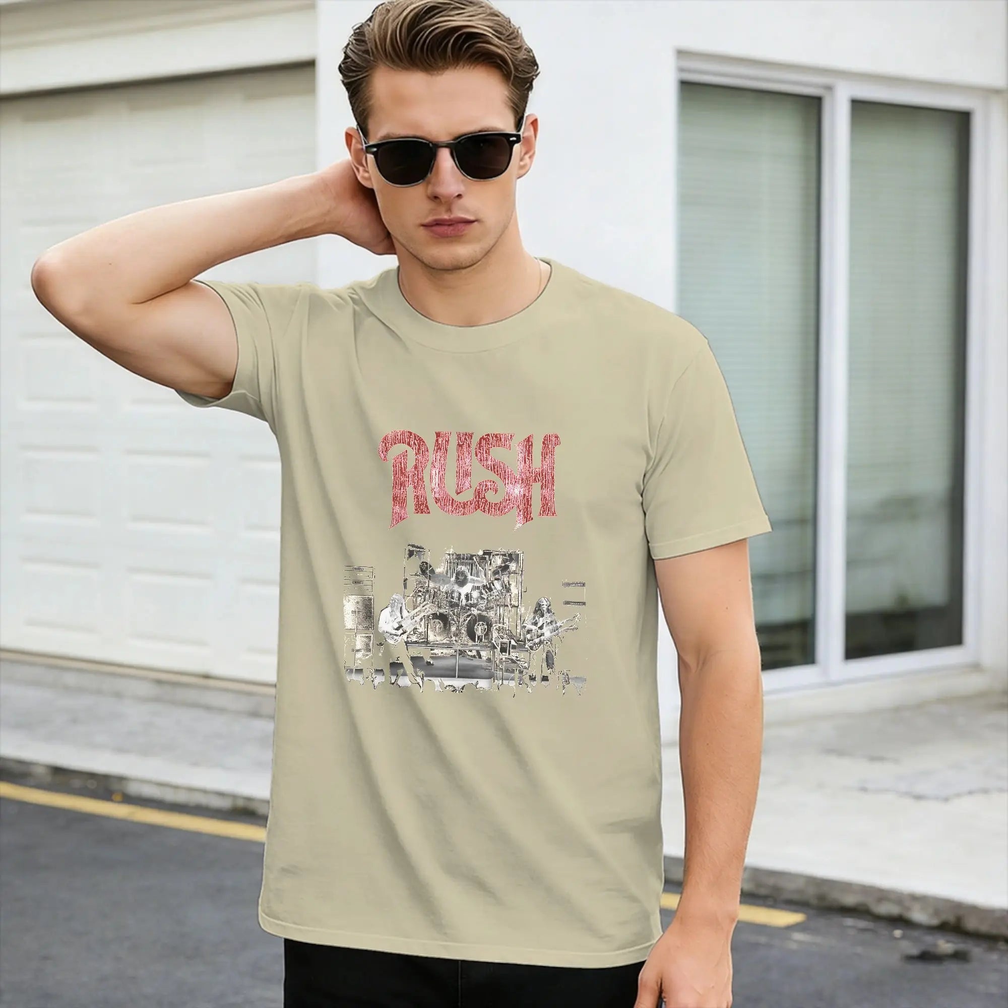 Men T Shirt Rush Band T Shirts Trendy Cool  Summer Tees Awesome Pure Cotton Clothing Birthday Gift,