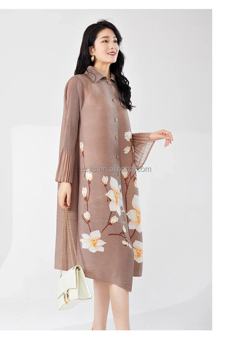 Elegant Pleated Loose Maxi Dress