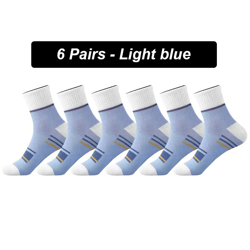 Men’s Breathable Cotton Crew Socks – 6-Pair Set