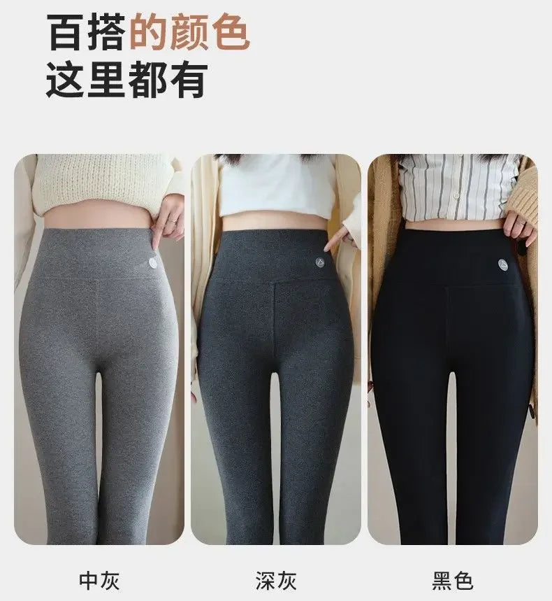 Pure Cotton Leggings Women Autumn Large Size High Waist Tight Nine-point Thickened Small Feet Make Them Look Slim Warm Pants