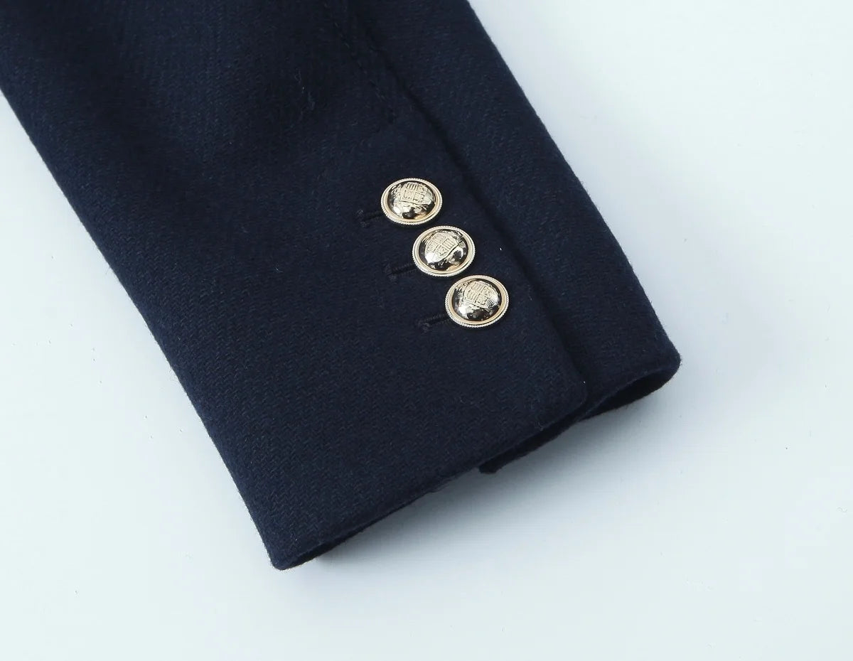 Retro Black Wool Long Coat