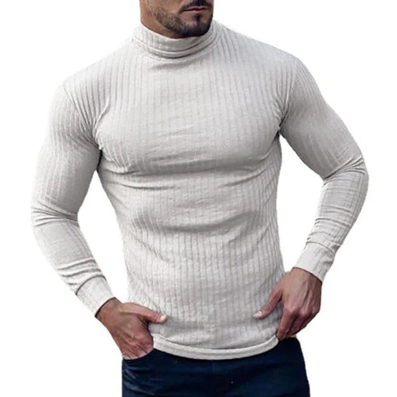 Slim Ribbed Turtleneck Pullover