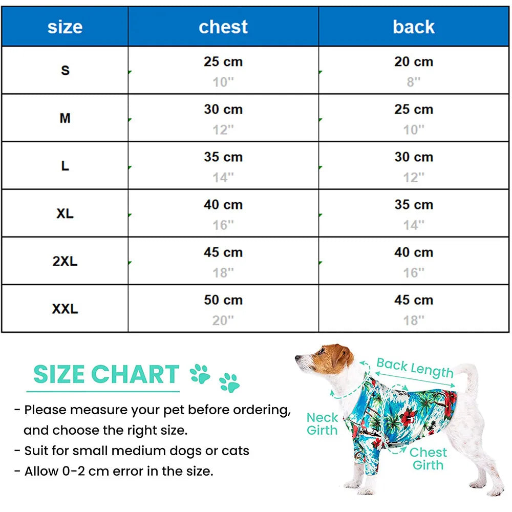 Hawaiian Print Breathable Dog Shirt