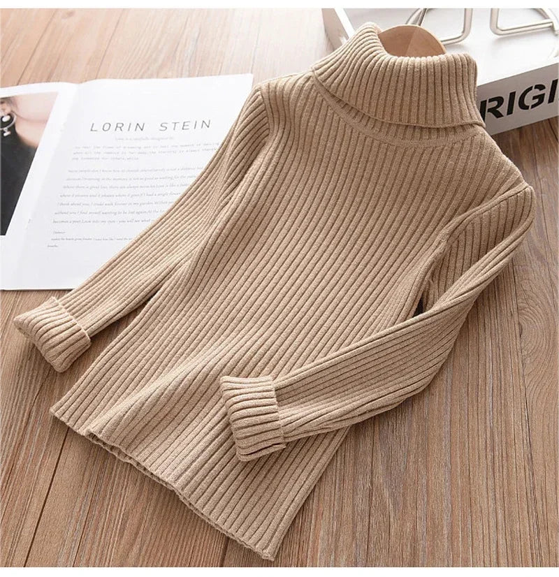 New Sweater Kids Sweaters Autumn Girls Turtleneck Sweaters 1-9Yrs Baby Boys Pullover Winter Knitted Bottoming Boys Sweaters