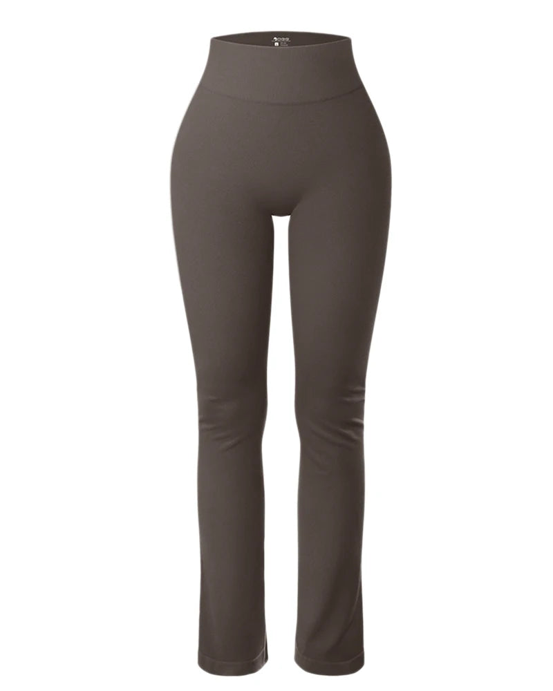Solid Leggings for Women Seamless Knit Yoga Pants Flared Trousers High Waist Hip Liftting Tights Slim Casual Sports Leggings