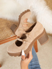 Women Square Heel Mary Jane Pumps