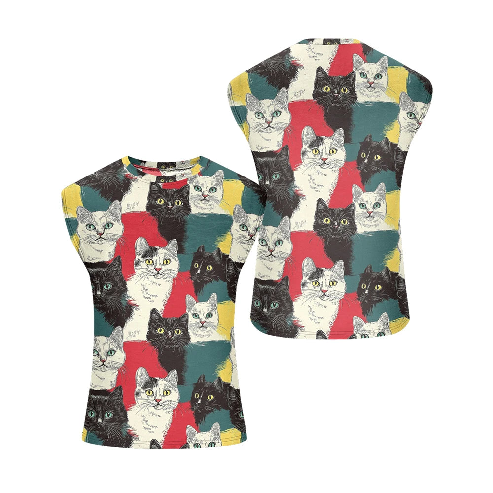 Black Bats Cute Cats Kitty Men Tank Top Gym To Street Sleeveless Bold Color Breathable Training Fit Vest Muscle Fitness Clothing