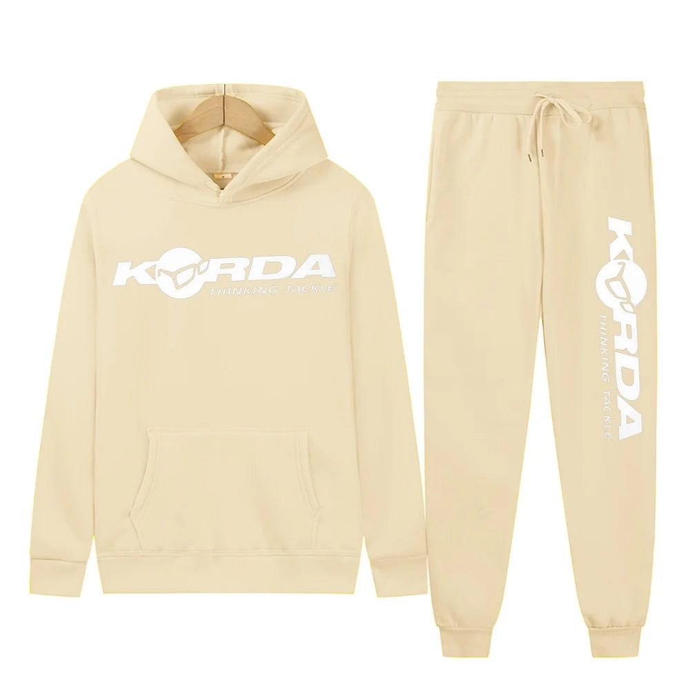 Men's Women 2Pcs Sets Fleece Sweatshirt Hoodies Pants Korda Inspired Tribute Male Sportswear Tracksuits Unisex Ensemble Homme