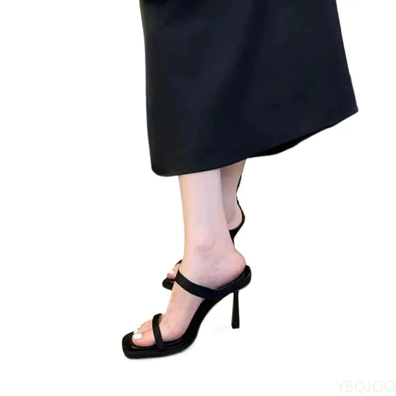 Ladies fashion high heel Summer outdoor new Slippers Fashion socialite open toed sandals Elegant Women's high-heel slipper Mujer
