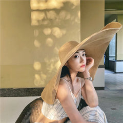 60cm Oversized Foldable Straw Sun Hat