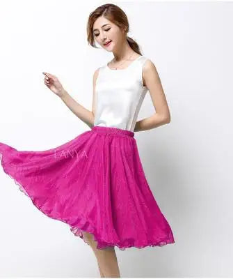 Silk Pleated High Waist Midi
