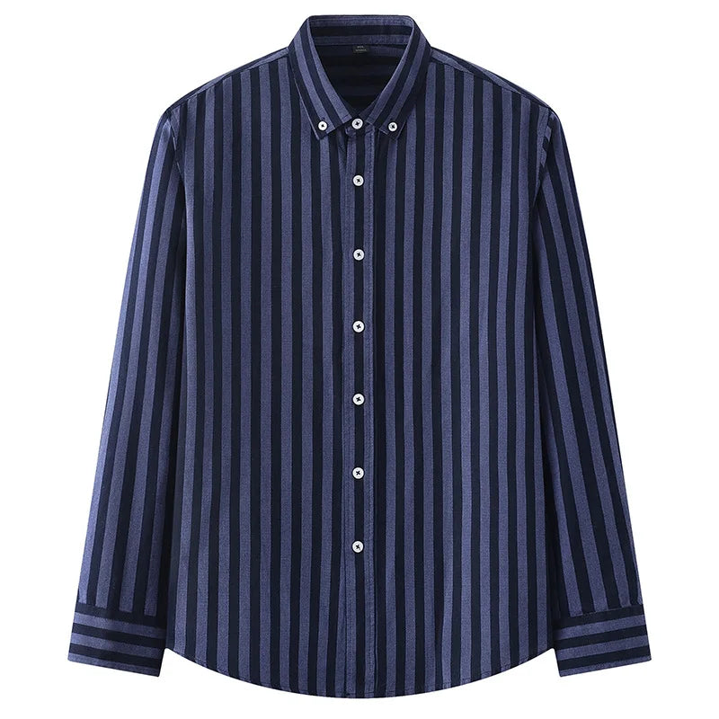 Striped Plaid Cotton Slim Shirt