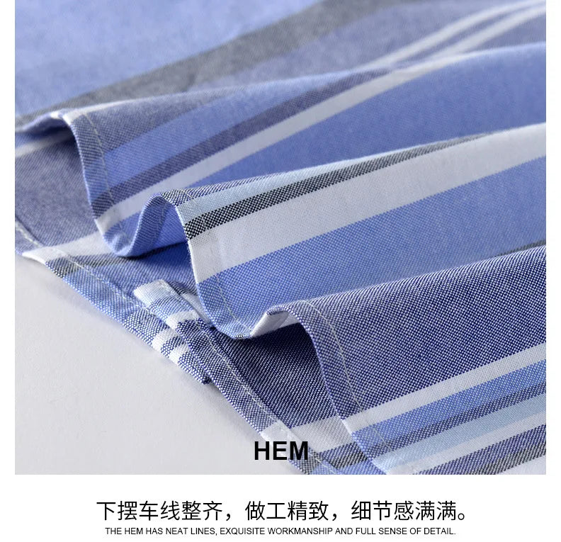 Striped Plaid Cotton Slim Shirt