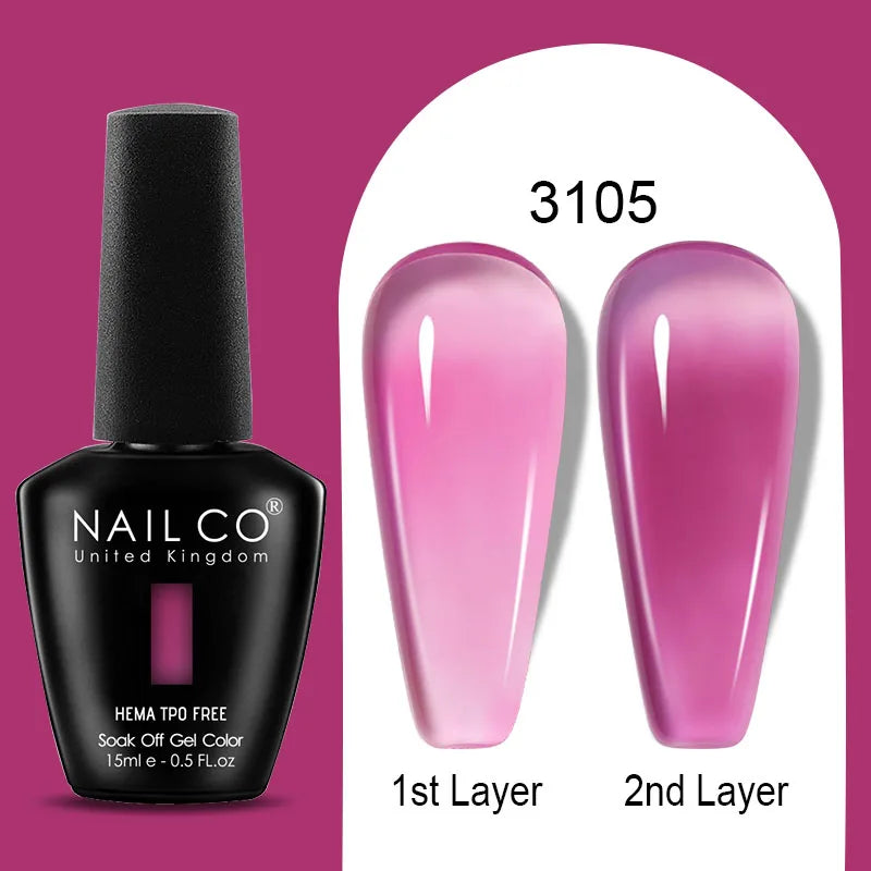 NAILCO 15ml Colorful Jelly Gel Nail Polish Gorgeous Color HEMA TPO FREE Soak Off UV LED Semi Permanent Long Wear Gel Varnish