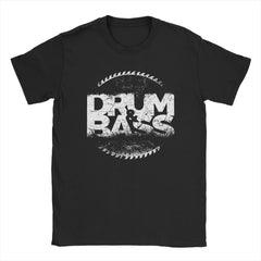 Drum And Bass T-Shirts for Men  Funny Pure Cotton Tee Shirt Round Neck Short Sleeve T Shirt Plus Size Tops