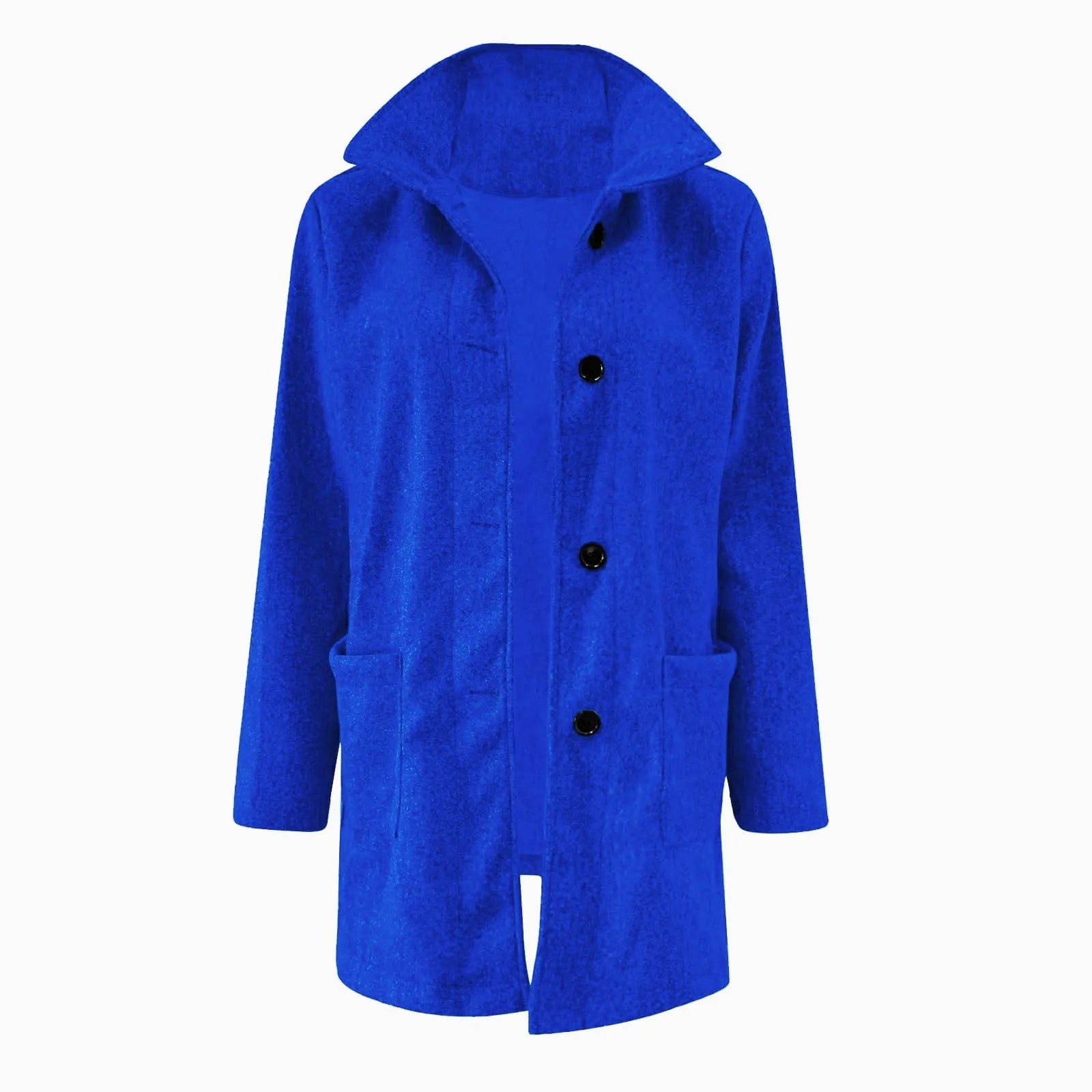 Womens Wool Cardigan Coats With Pockets Ladies Lapel Long Jacket Coat Fashion Solid Casual Winter Jackets for Women Plus Coat