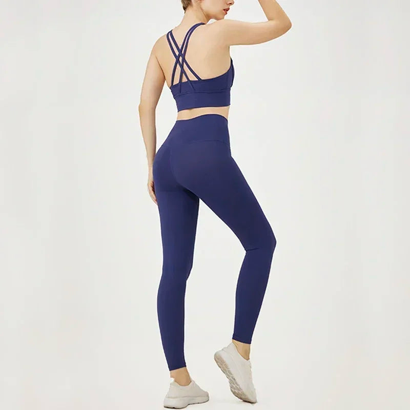 Women's Yoga Set Workout Set 2 Piece High Waist Yoga Leggings Sports Bra Gym Suit Activewear Sports Fitness Set Sports Suit