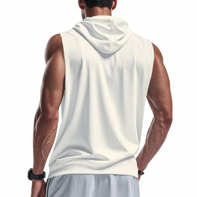 Men's Running Tank Tops Sleeveless Gym Sport T-shirt Fitness Training Workout Tee Tops Sportwear Hooded Solid Summer Men Vest