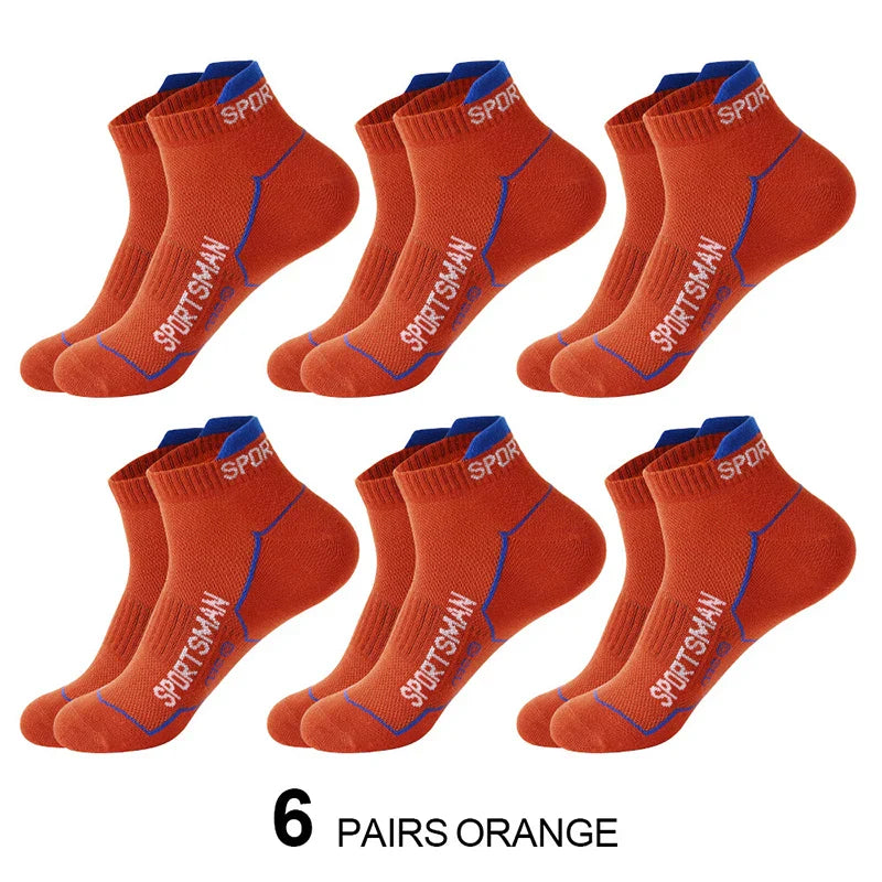 Men’s Cotton Mesh Ankle Sports Socks – 6 Pairs