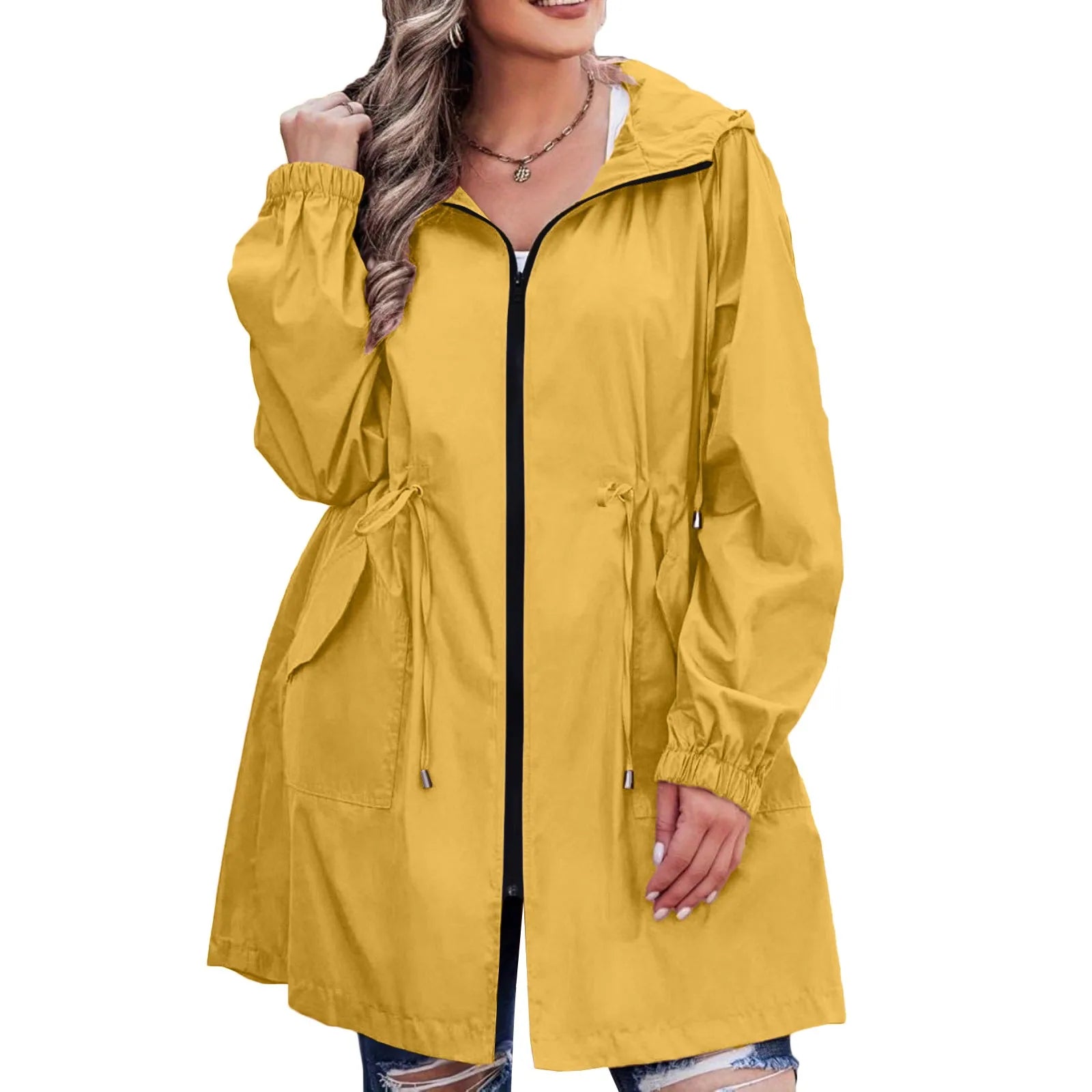 Women Trench Coat New Spring Autumn Jacket Casual Long Sleeve Hooded Mid Long Windbreaker Female Overcoat High-Quality Coats