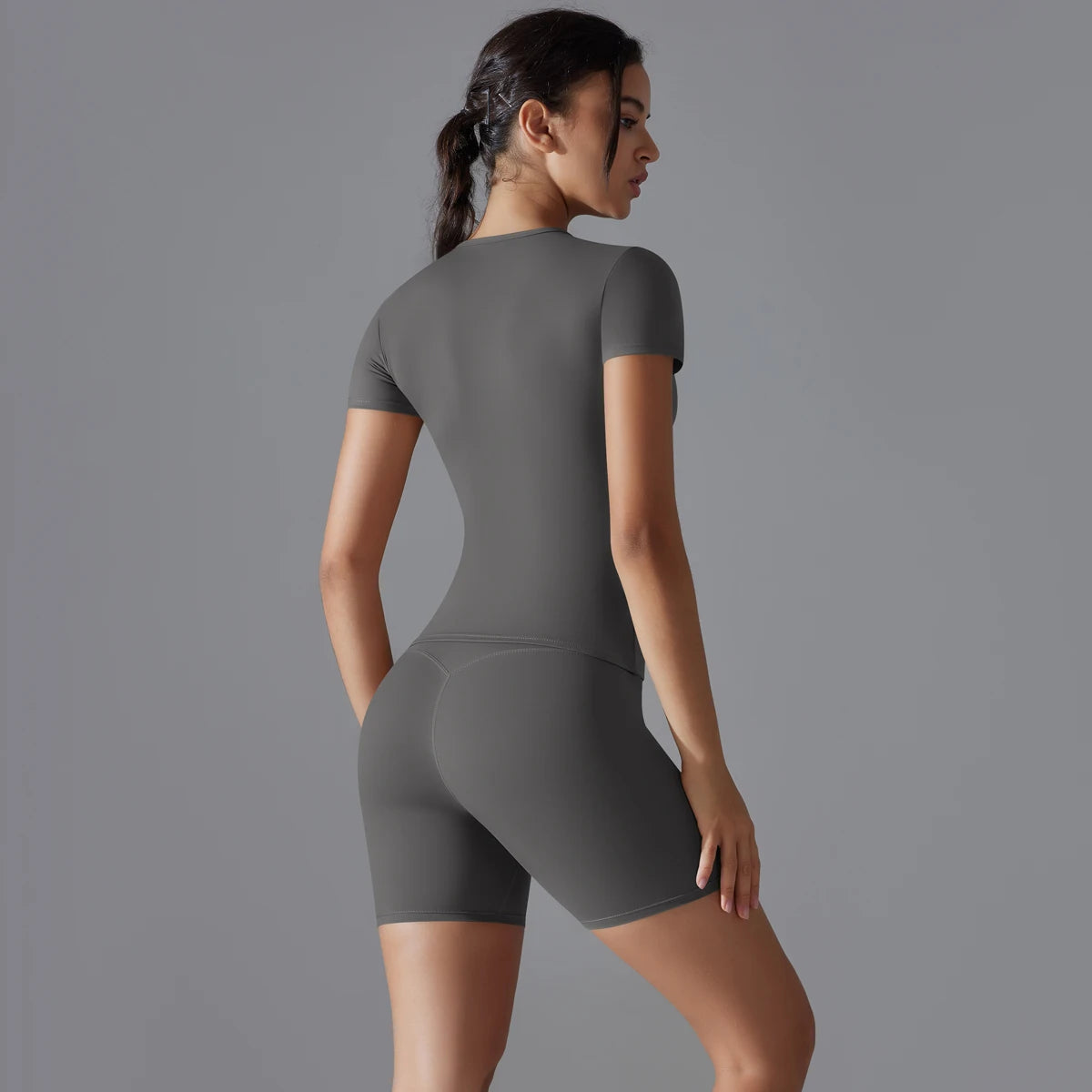 Yoga Set Women Sports Short Sleeve Top With High Waist Leggings Running Jogging Workout Clothes Sports Fitness Gym Sets