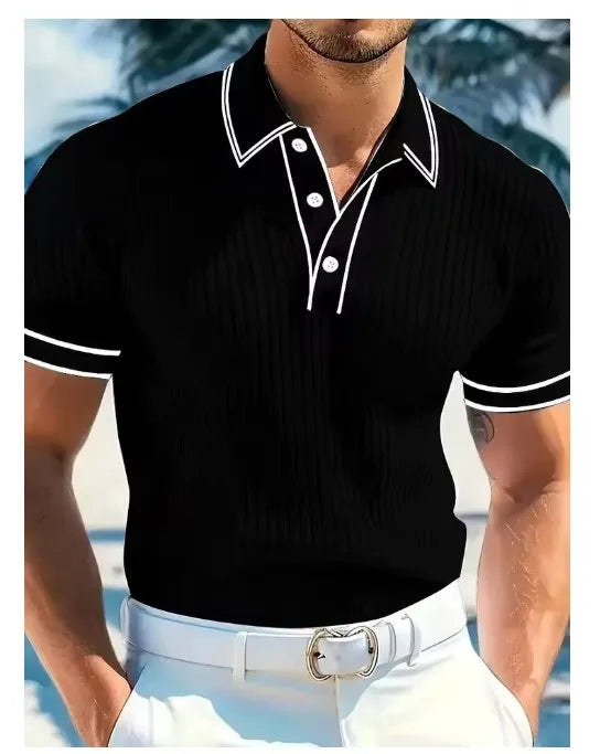 Men's Summer New Short-sleeved Lapel Casual Business Dress POLO Breathable Beach Sports Top