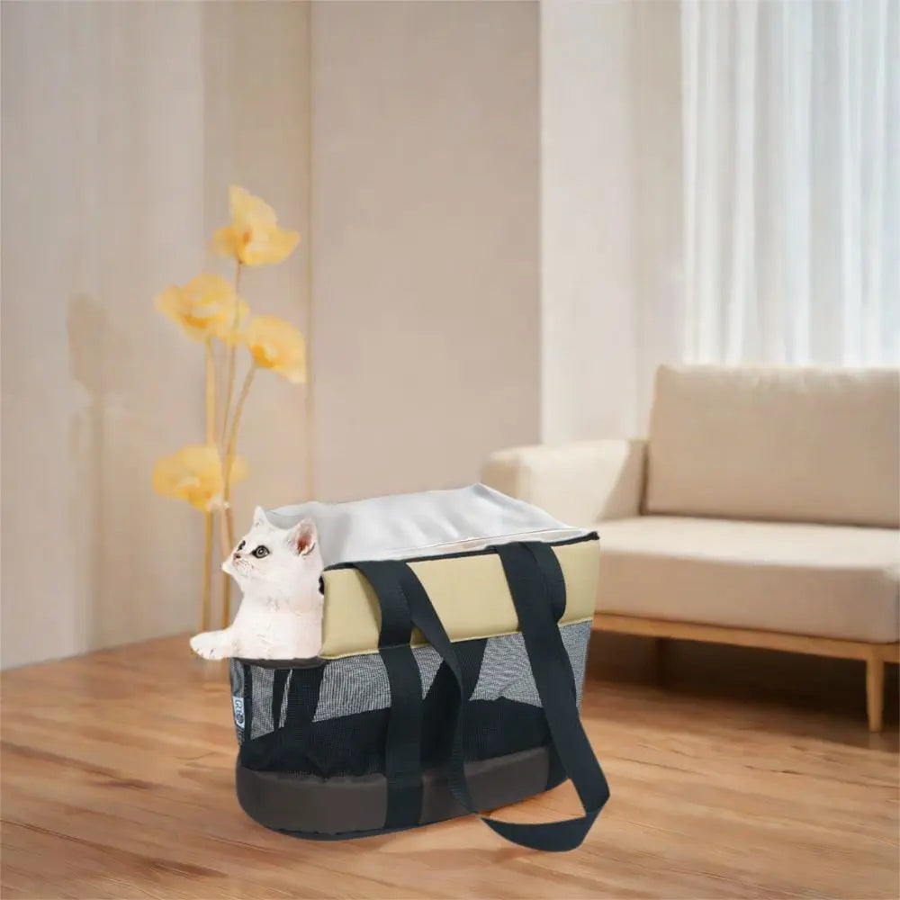 Practical Oxford Cloth Pet Carrier Black Foldable Pet Bag Breathable Lightweight Pet Backpack Hiking Trip