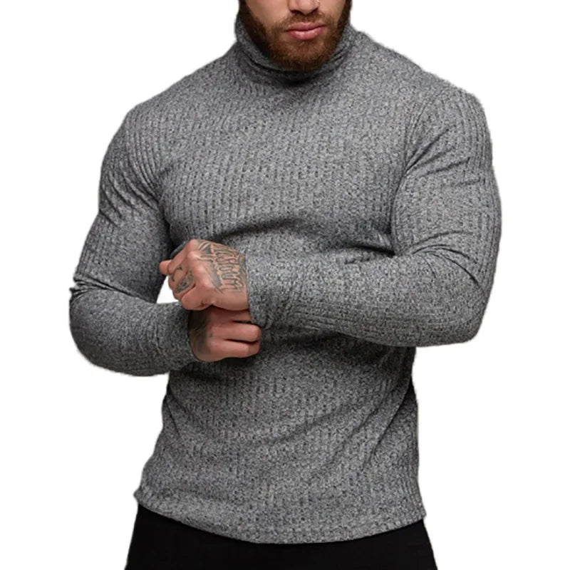 Slim Ribbed Turtleneck Pullover