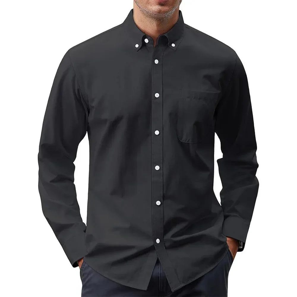 Solid Oxford Business Button Shirt