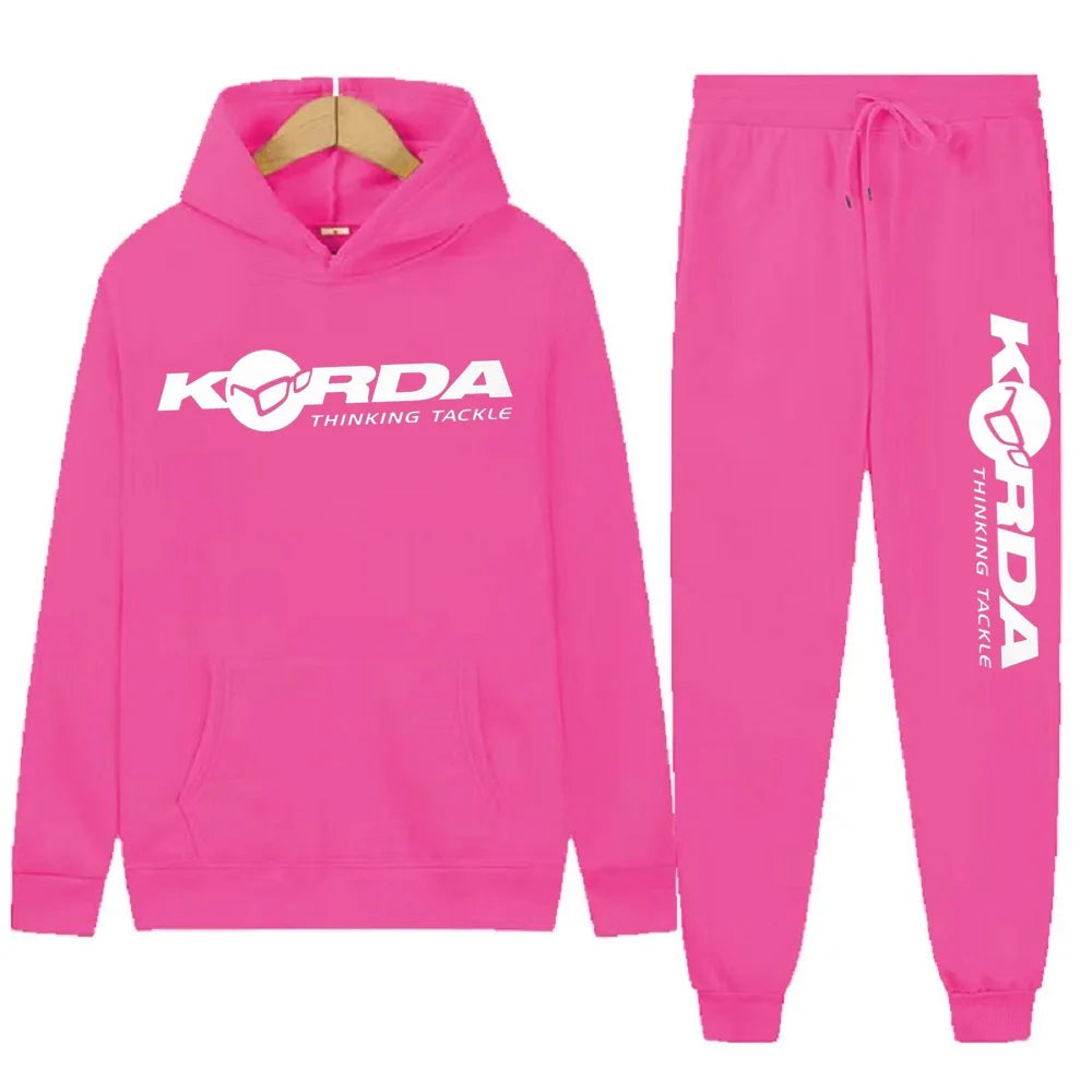 Men's Women 2Pcs Sets Fleece Sweatshirt Hoodies Pants Korda Inspired Tribute Male Sportswear Tracksuits Unisex Ensemble Homme