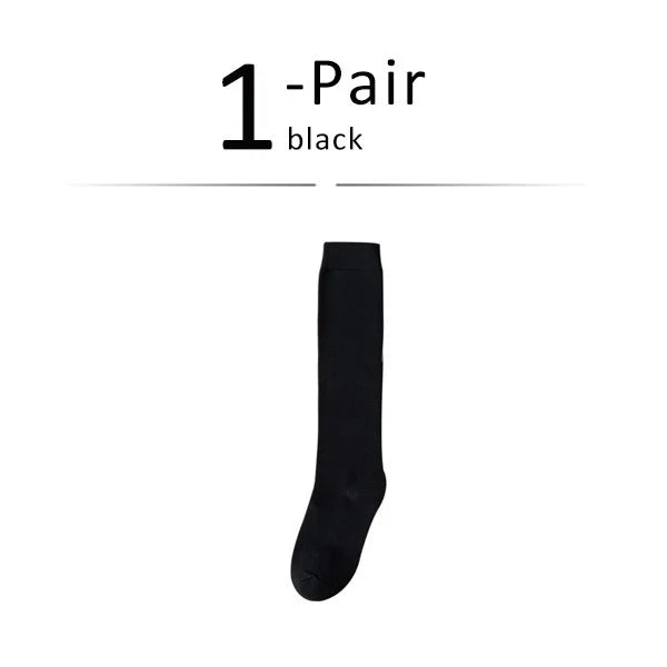 Solid Cotton Thigh High Socks