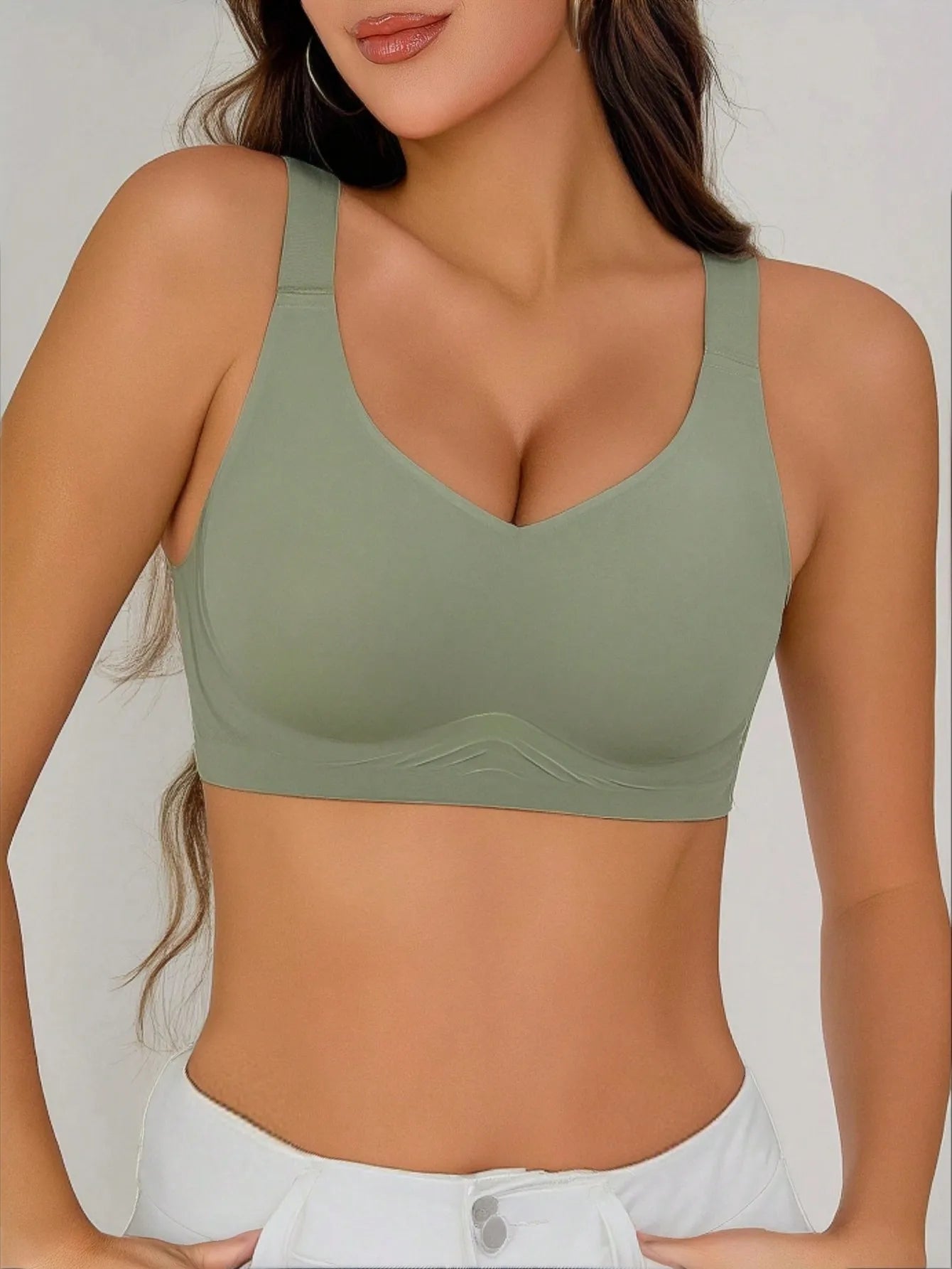 3pcs/Set Wireless Sports Seamless Bras For Large Bust, Minimizing Lifting Effect, Thin Padding, Plus Size