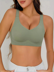 3pcs/Set Wireless Sports Seamless Bras For Large Bust, Minimizing Lifting Effect, Thin Padding, Plus Size