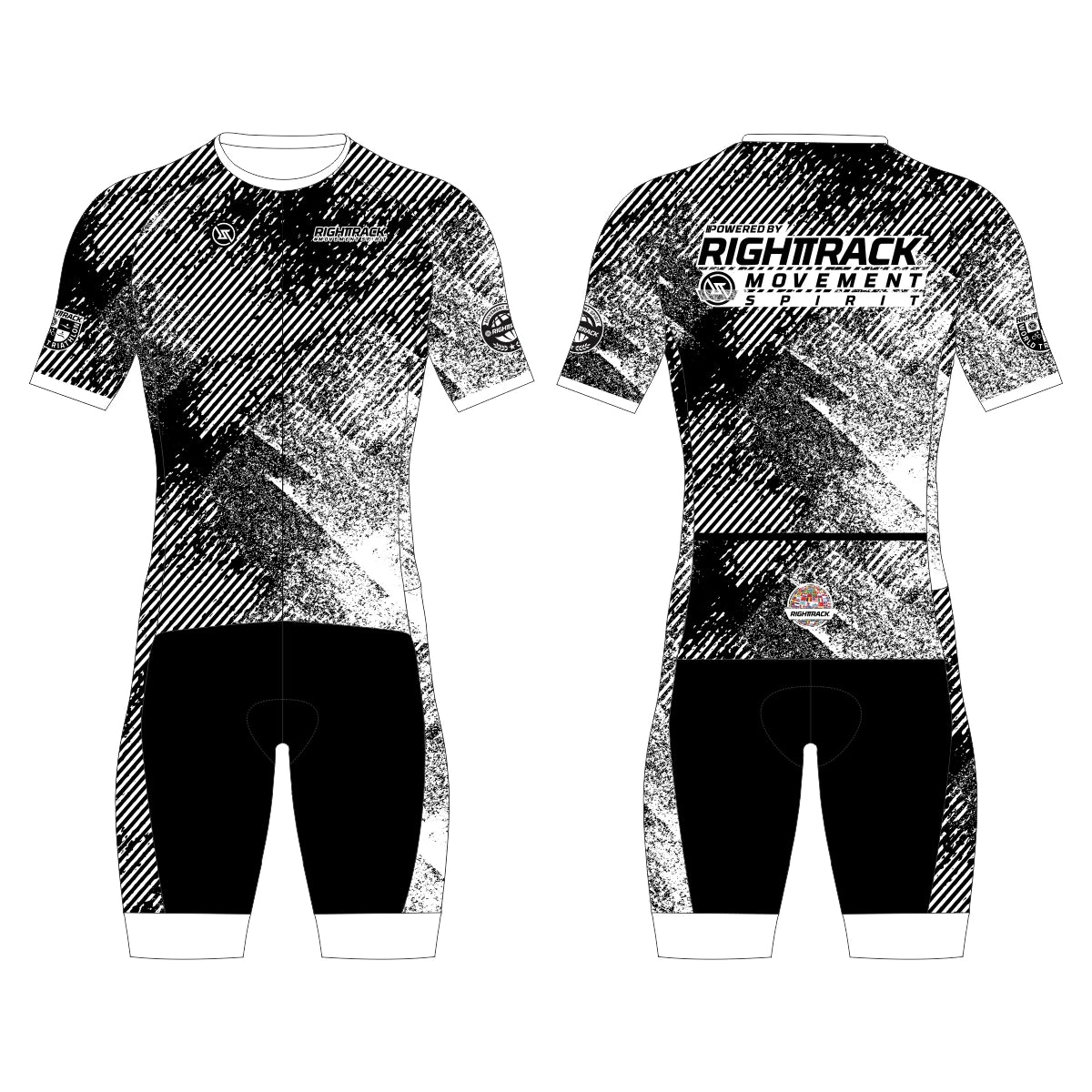 RIGHTTRACK Trisuit Men's Summer Triathlon Race Short Sleeve Skinsuit Clothing Swimming Cycling Running Custom Apparel